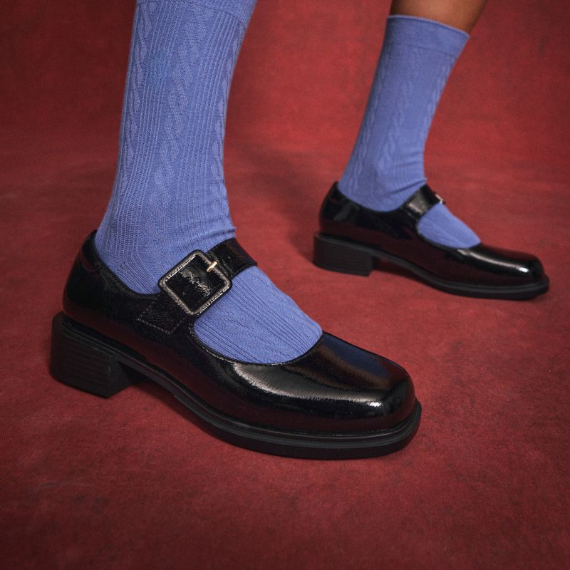 OSTEND BALLERINA W - WRINKLED PATENT - BLACK